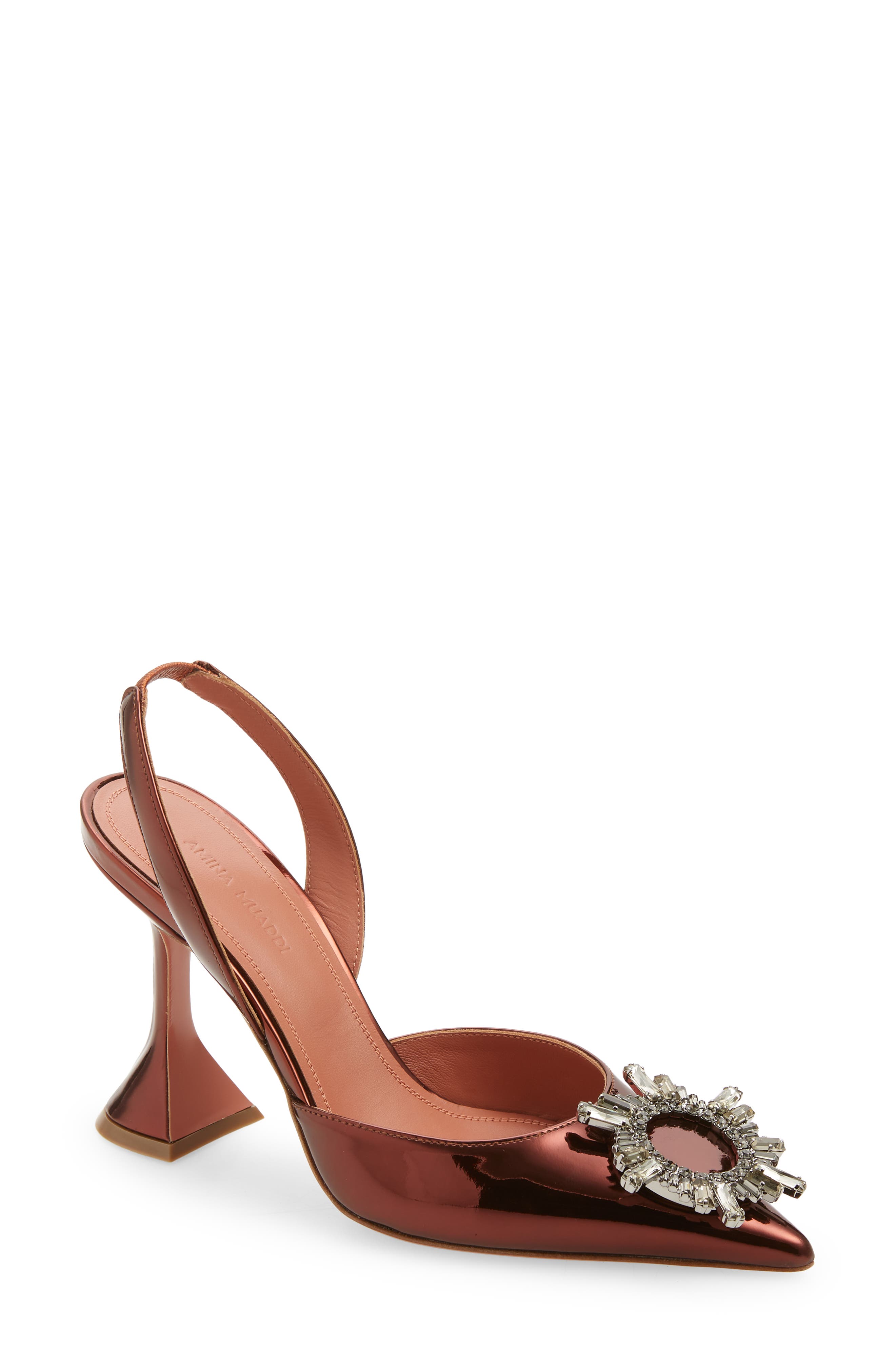 Amina Muaddi Begum Crystal Pointed Toe Slingback Pump, Main, color, 