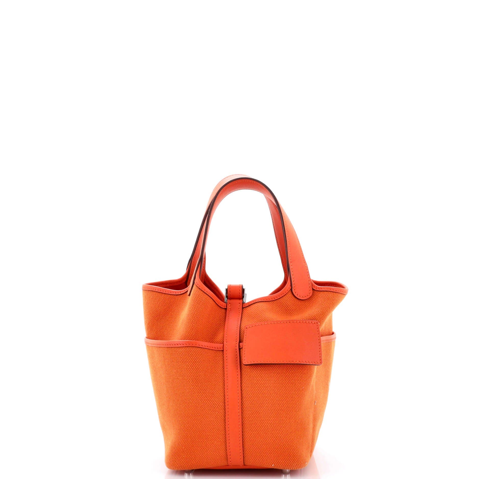Pre-Owned Hermes Cargo Picotin Lock Bag Canvas and Swift PM, Alternate, color, Orange Minium