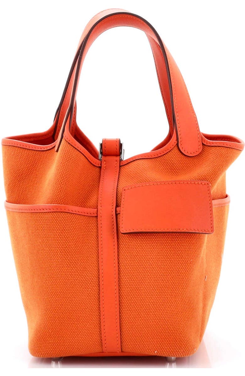 Pre-Owned Hermes Cargo Picotin Lock Bag Canvas and Swift PM, Alternate, color, Orange Minium