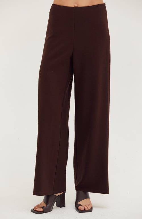 Crescent One Shoulder Top & Flowy Pants Two Piece Set In Brown