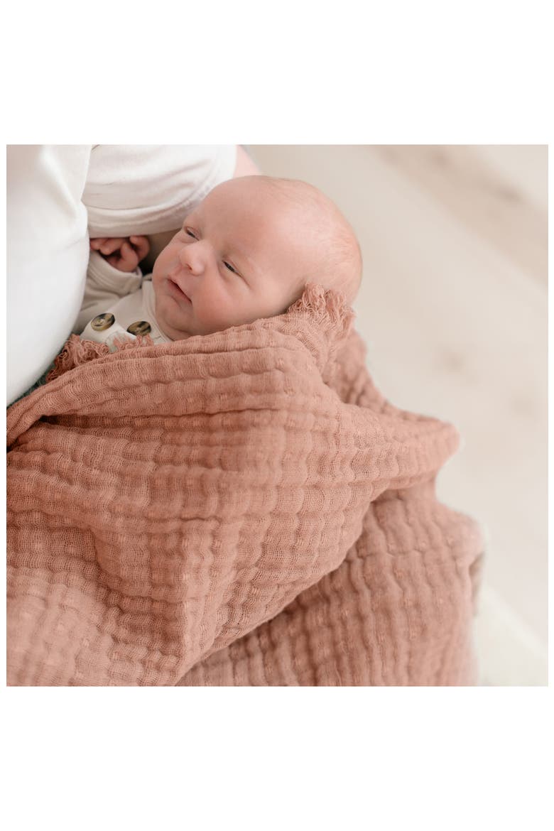 Ombré Cotton Muslin Blanket, Alternate, color, RED
