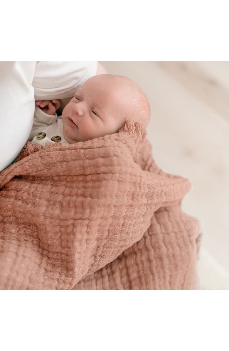 CRANE BABY Ombré Cotton Muslin Blanket, Alternate, color, Red