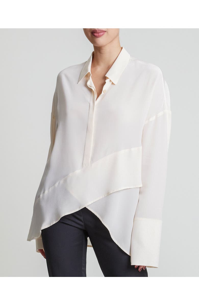 Santorelli PERLA Oversized Long Sleeve Silk Georgette Blouse, Main, color, 