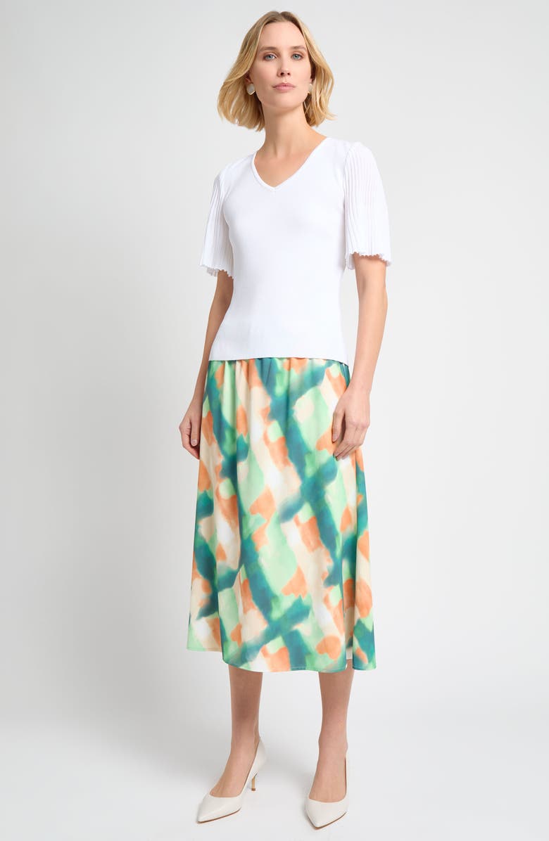 Misook Flutter Sleeve Rib Top, Alternate, color, White