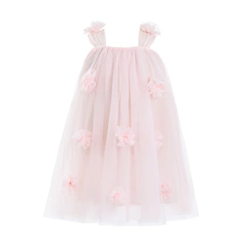 Flower-Embellished Tulle Dress