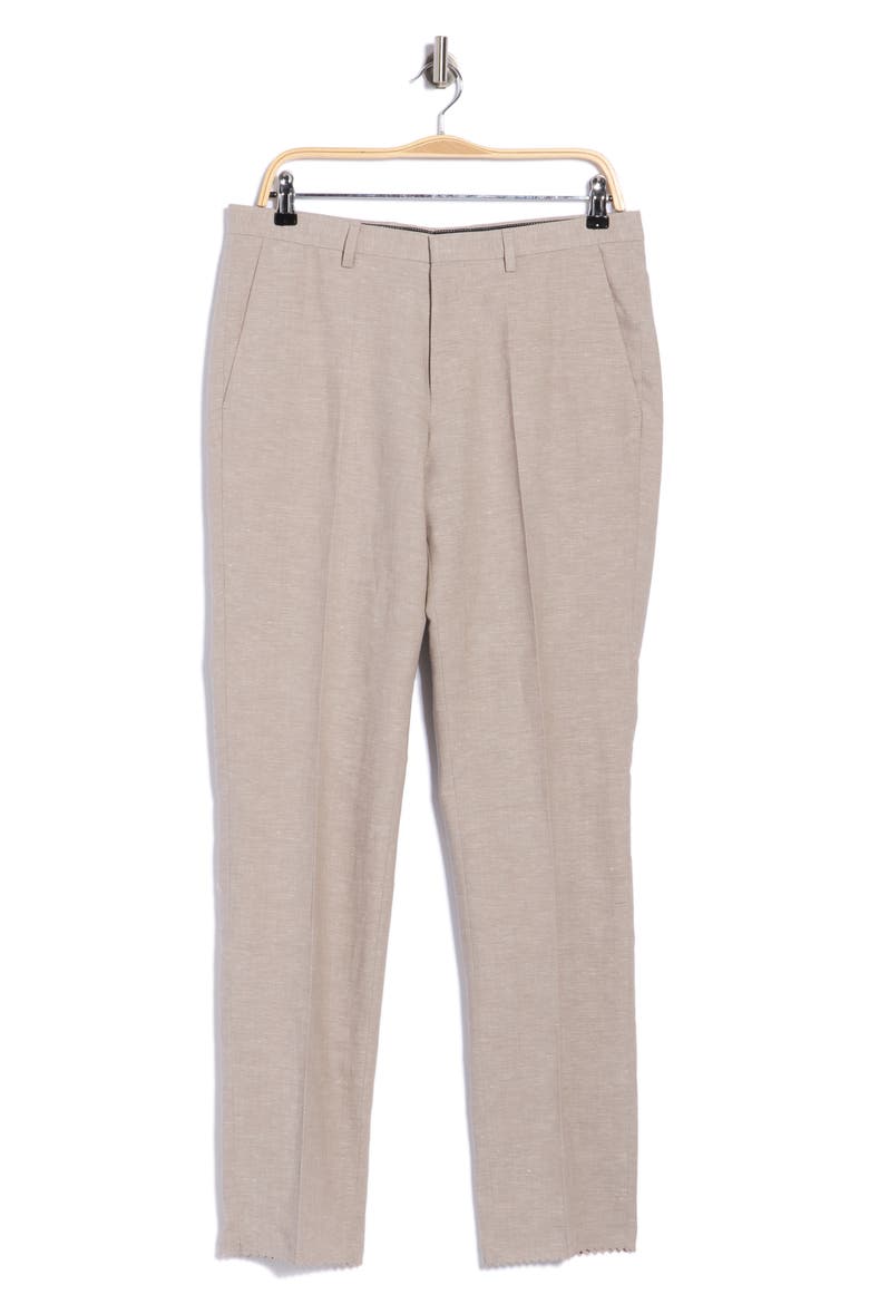 Hesten Cotton & Linen Dress Pants, Main, color, LIGHT PASTEL BROWN