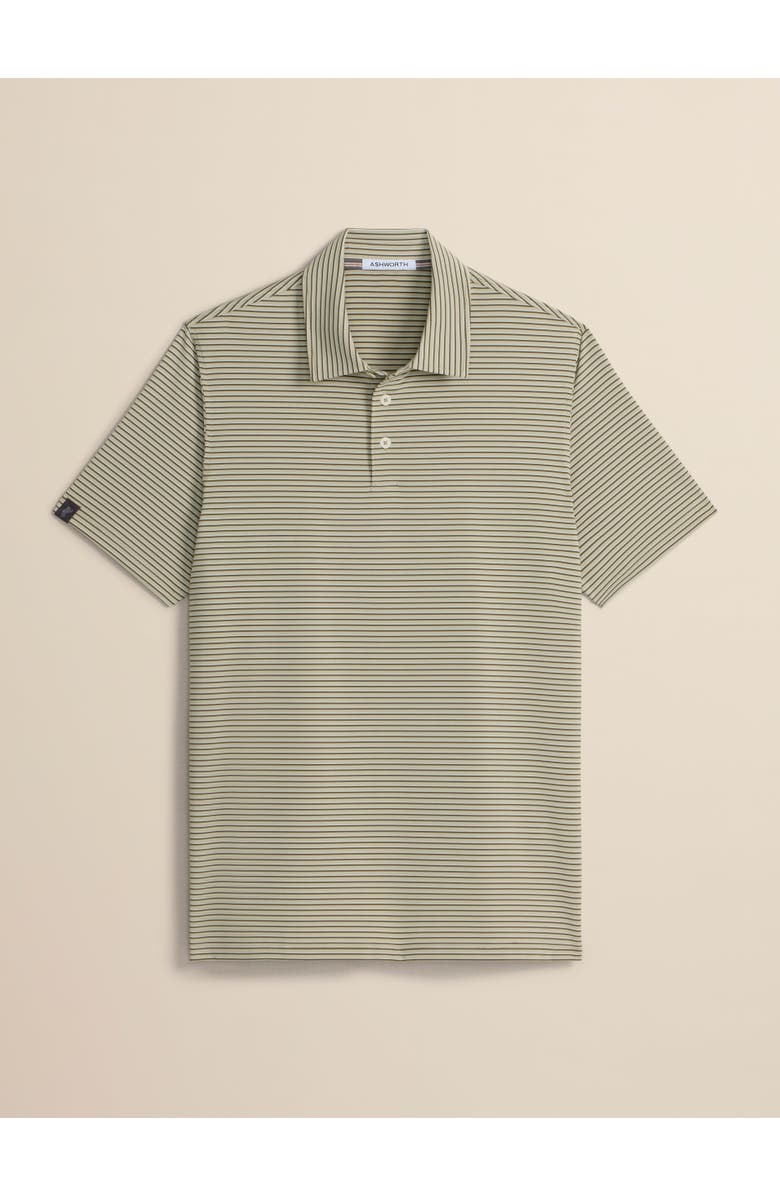 ASHWORTH GOLF PB Stripe Polo, Main, color, Moss/Off White/Kalamata