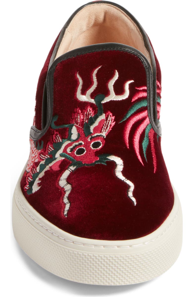 Gucci Dublin Embroidered Dragon Skate Sneaker, Alternate, color,
