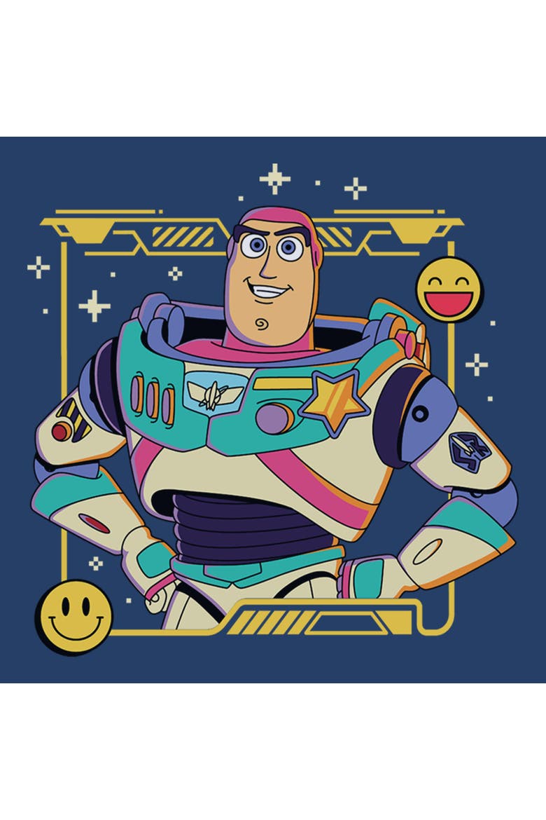 Boy's Toy Story 5 Buzz Smile Emoticon  Graphic T-Shirt, Alternate, color, Navy Blue Heather