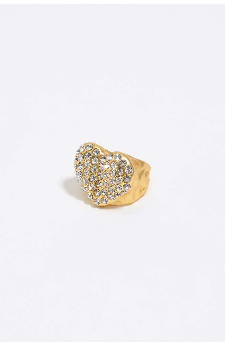 Bimba y Lola Matte Textured Heart Crystals Ring, Main, color, 