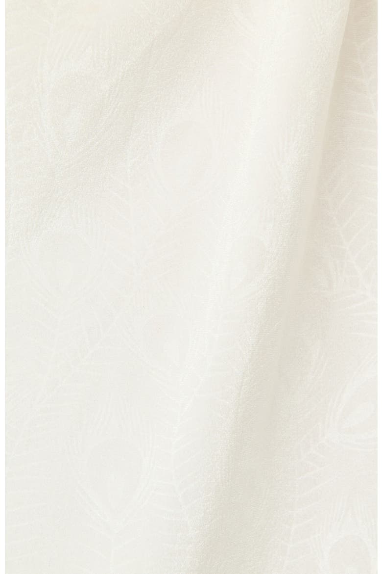 1940s Velvet Flutter Sleeve Swing Dress, Alternate, color, Ivory Peacock Print