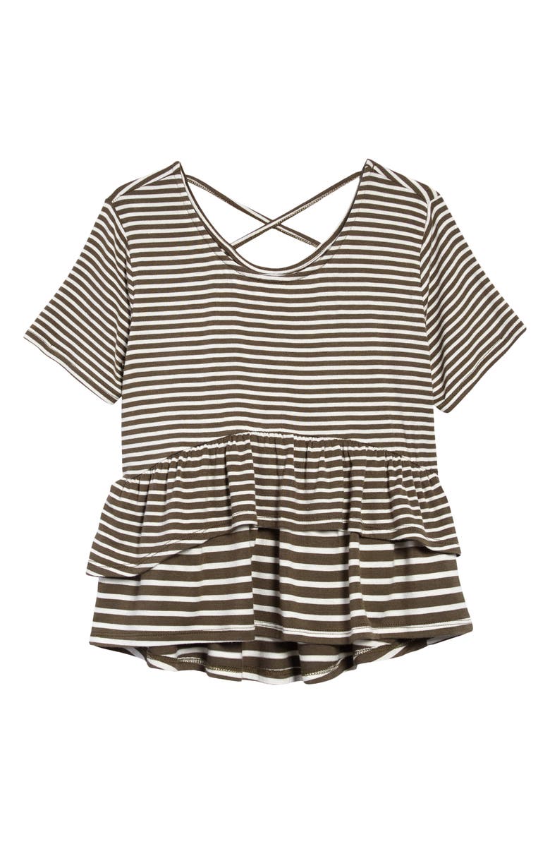 Ten Sixty Sherman Kids' Mixed Stripe Ruffle T-Shirt, Main, color, 