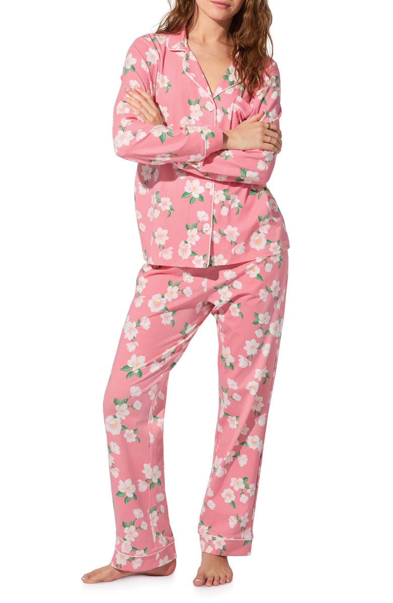 BedHead Pajamas Print Jersey Pajamas, Main, color, Pink Magnolias