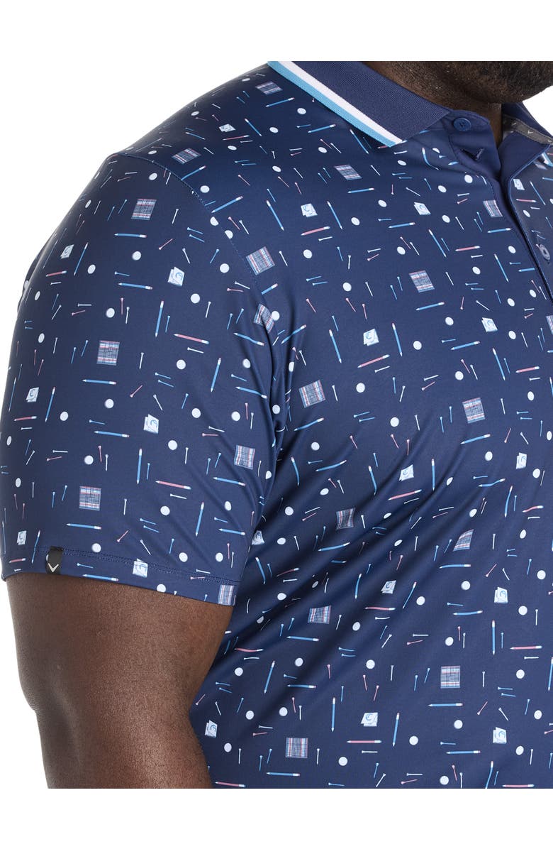 Callaway Big & Tall Printed Performance Polo Shirt, Alternate, color, Peacoat