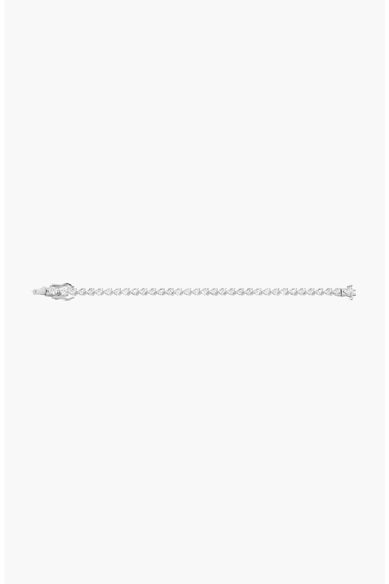 Lab Grown White Sapphire Heart Tennis Bracelet, Alternate, color, White Gold Vermeil