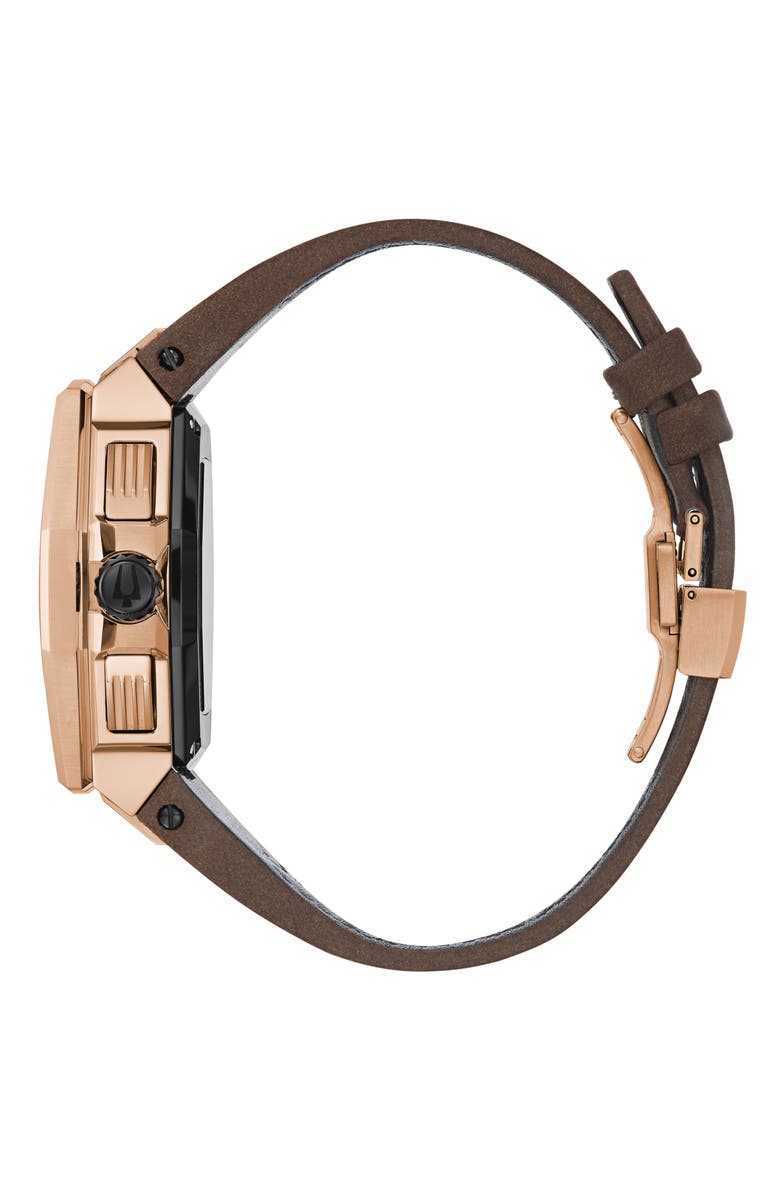 BULOVA Series X Special Edition Leather Strap Watch, 45mm, Alternate, color, Black/ Brown