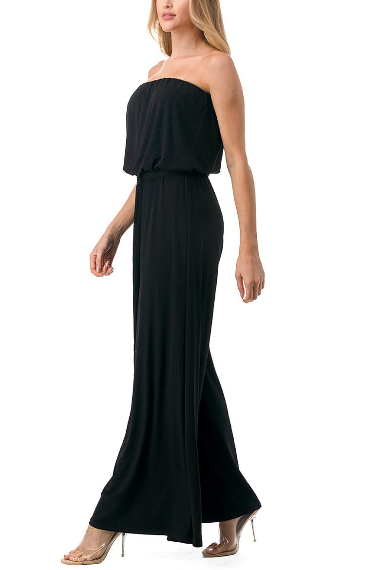 Strapless Wide Leg Jumpsuit, Alternate, color, BLACK