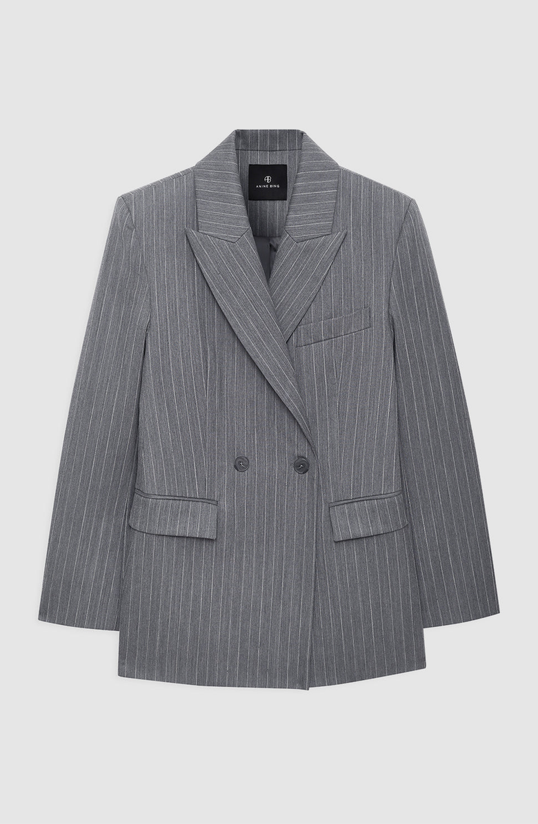 ANINE BING Tiphaine Blazer, Alternate, color, Light Grey Pinstripe