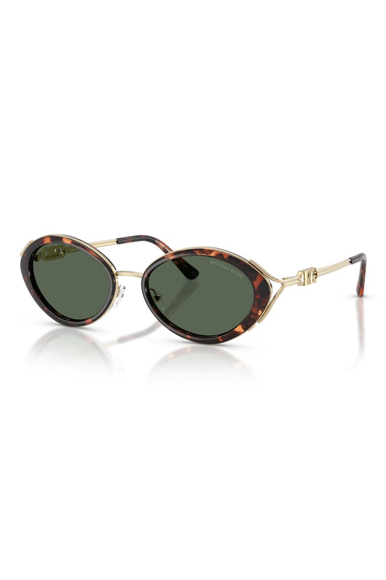 Key West 53mm Oval Sunglasses, Alternate, color, LUGGAGE TORTOISE / G15 GREEN