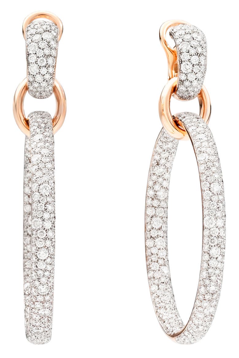 Iconica Diamond Hoop Earrings, Main, color, ROSE GOLD