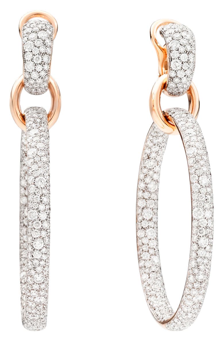 Pomellato Iconica Diamond Hoop Earrings, Main, color, Rose Gold