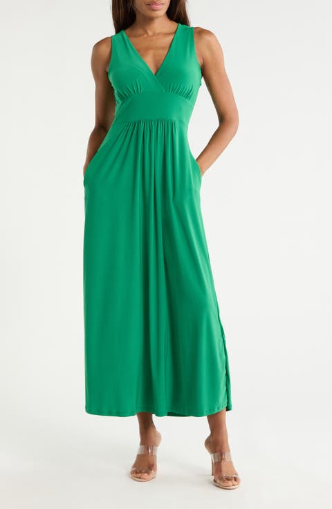 Sleeveless V-Neck Midi Dress