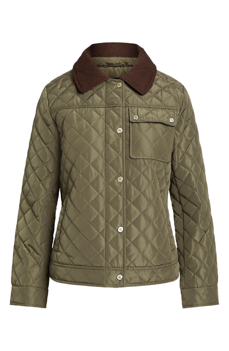 Lauren Ralph Lauren Diamond Quilted Jacket, Main, color, Olive Fern