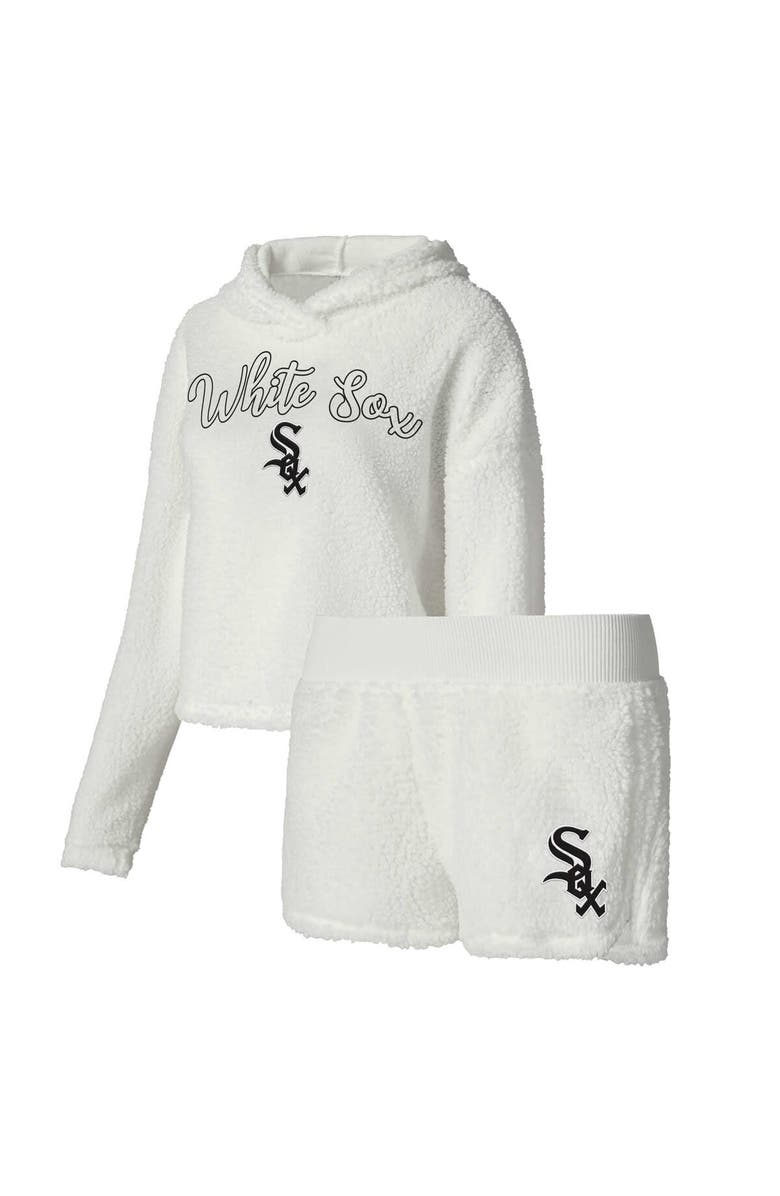 CONCEPTS SPORT Women's Concepts Sport Cream Chicago White Sox Fluffy Hoodie Top & Shorts Sleep Set, Main, color, Cream