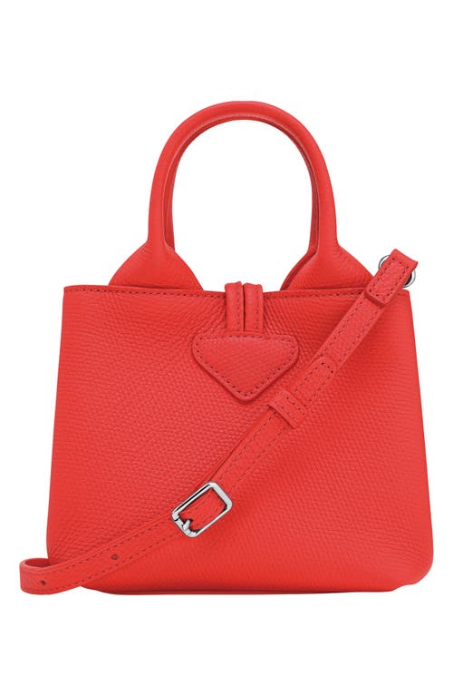 Longchamp Mini Le Roseau Grained-leather Tote Bag In Red