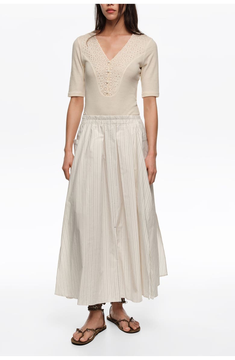 Bimba y Lola Striped A-Line Skirt, Main, color, Ivory
