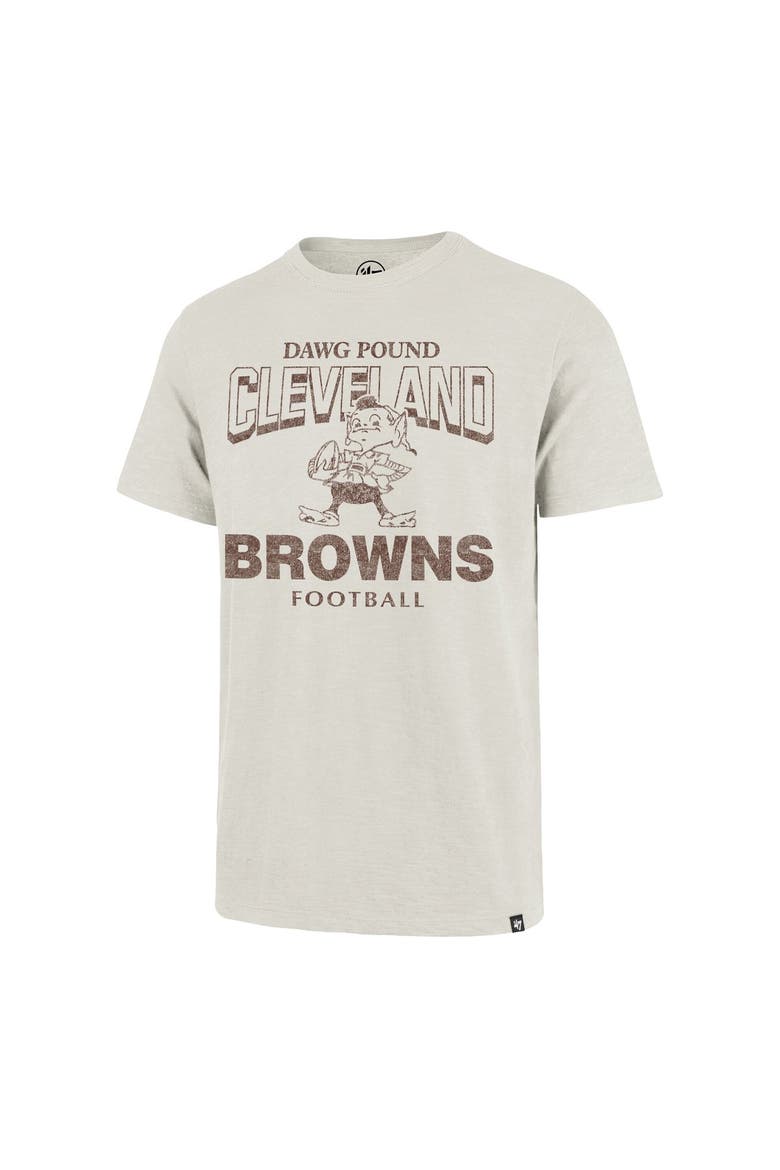 Men's '47  Natural Cleveland Browns Head On Scrum Slub T-Shirt, Alternate, color, Natural