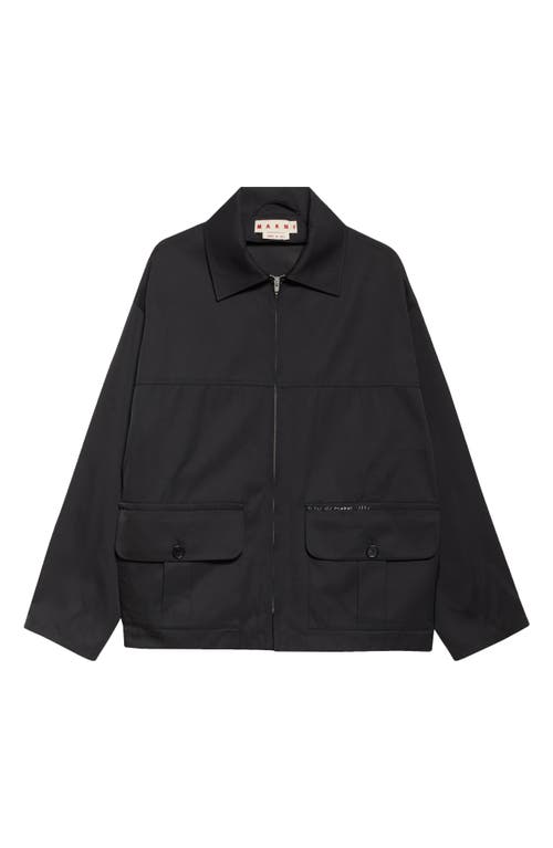 Marni Cropped Men's Jacket Large Pockets In 00n99 Black