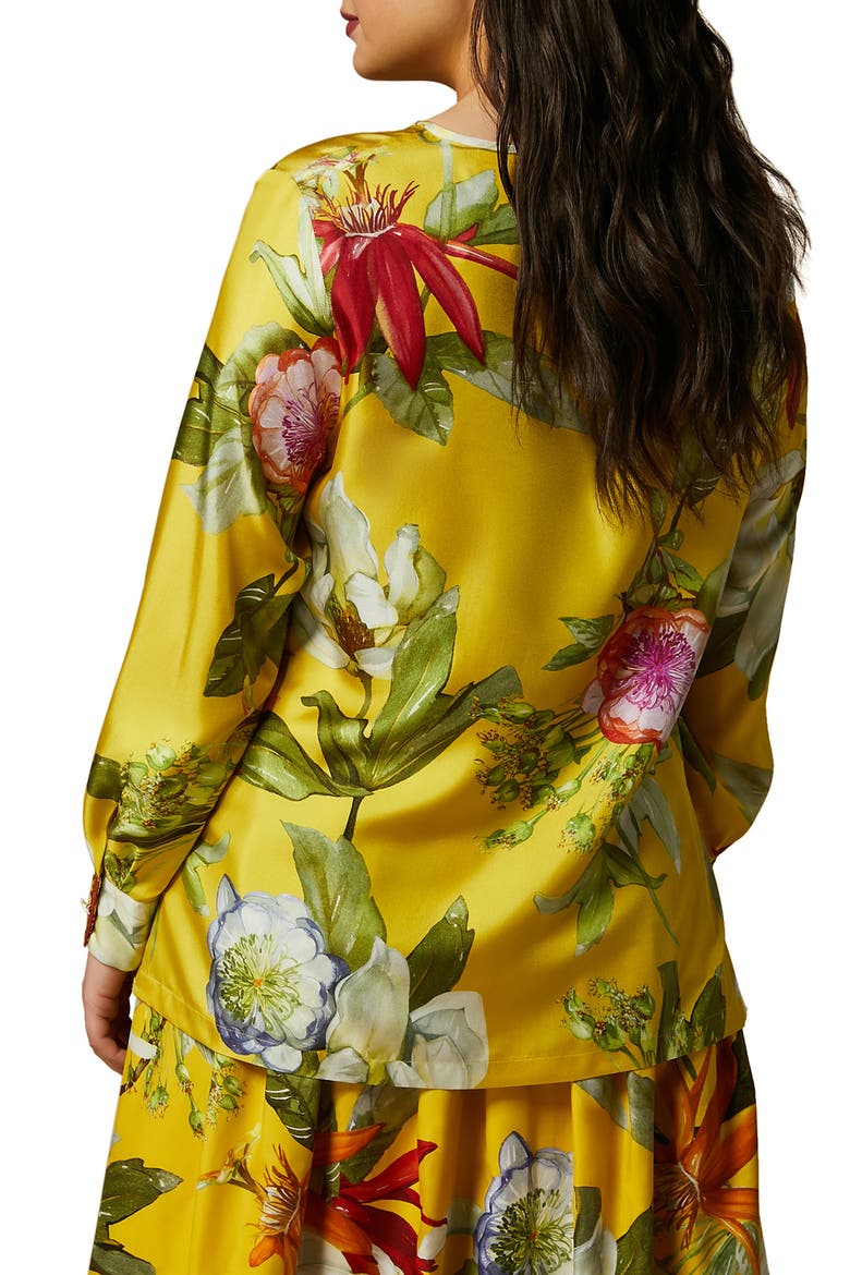 Leandro Floral Silk Twill Top, Alternate, color, LEMON BIG