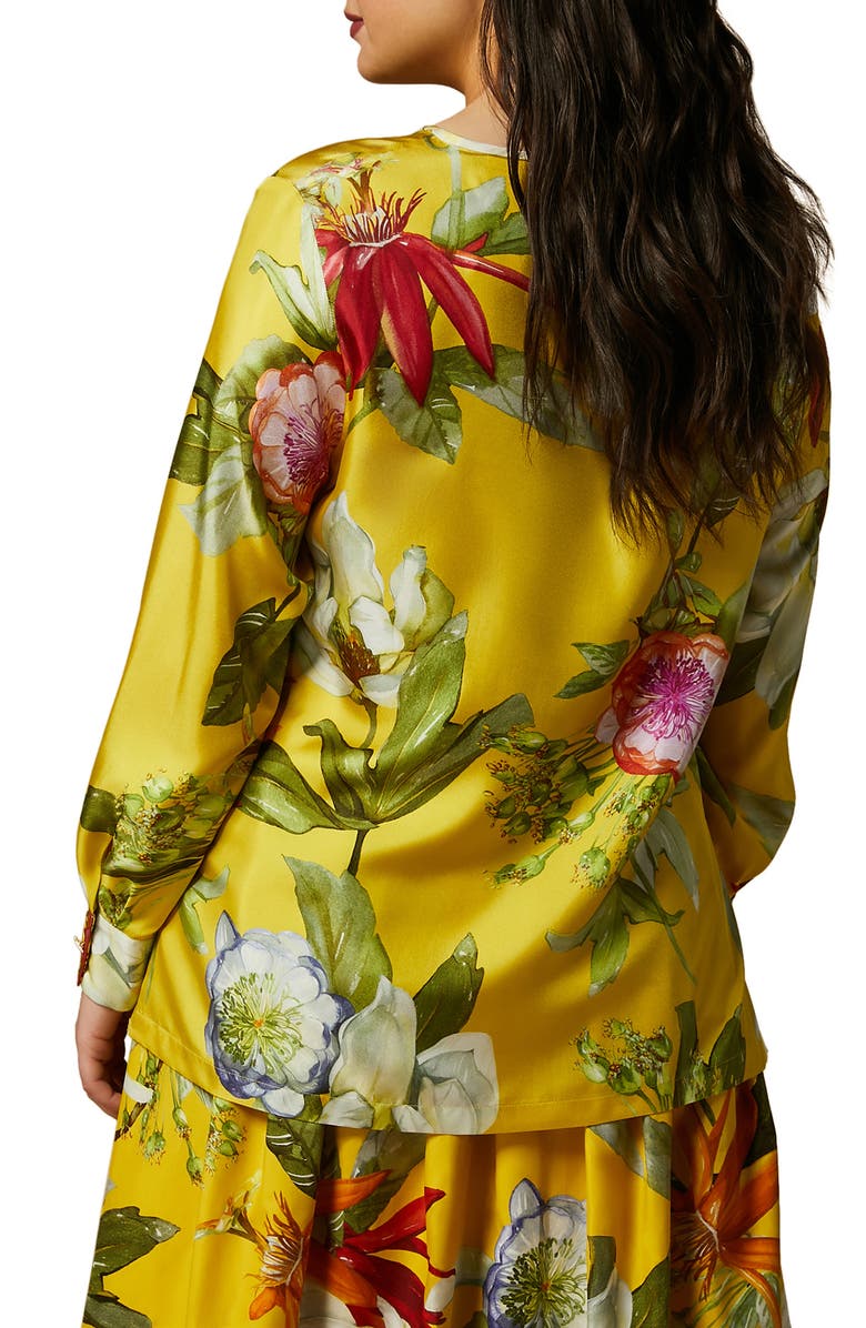 Marina Rinaldi Leandro Floral Silk Twill Top, Alternate, color, 
