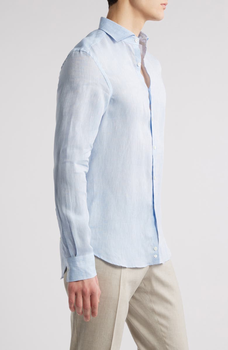 Canali Regular Fit Linen Dress Shirt, Alternate, color,