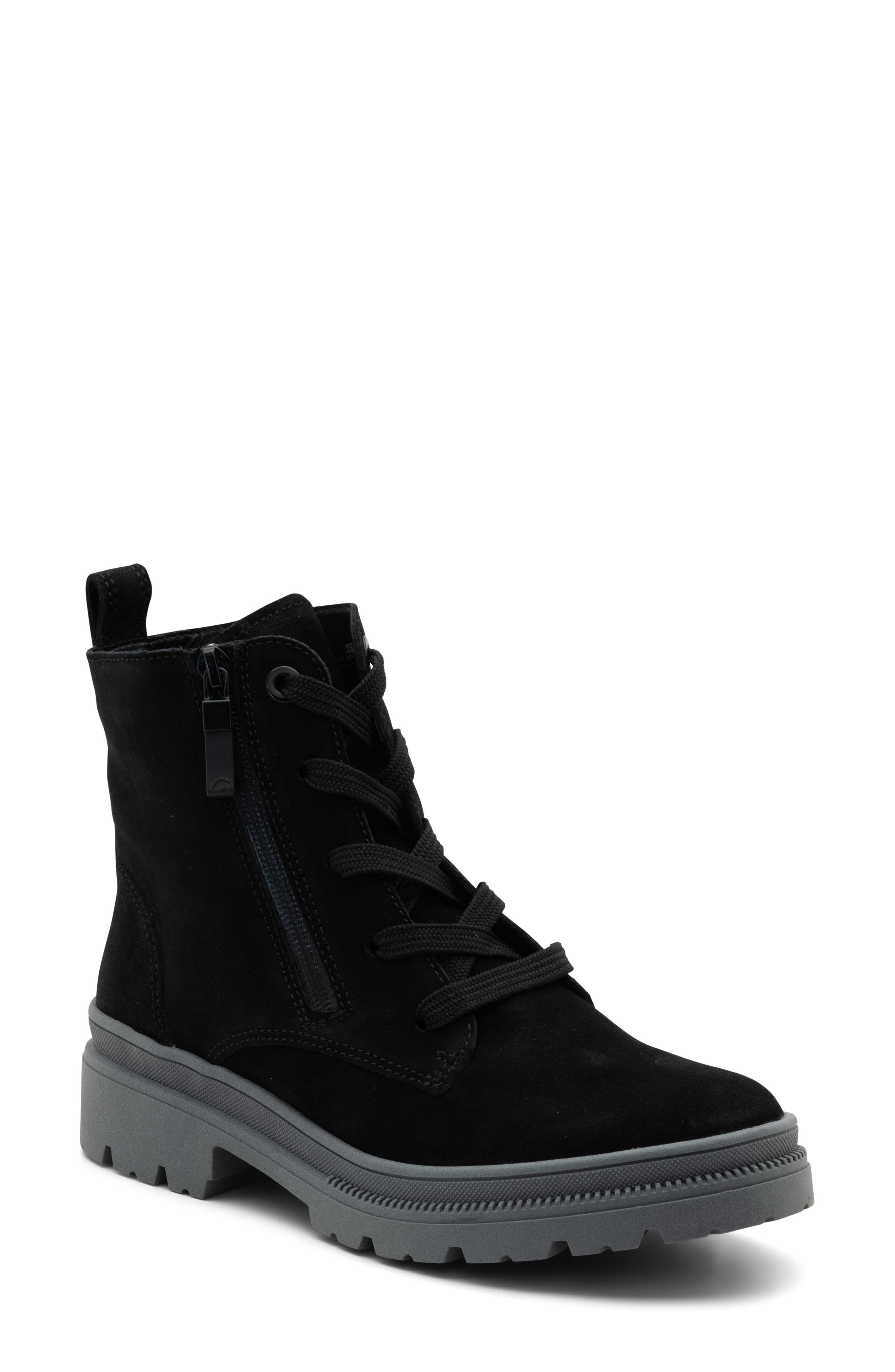 Waterproof Lace-Up Boot, Main, color, BLACK SUEDE