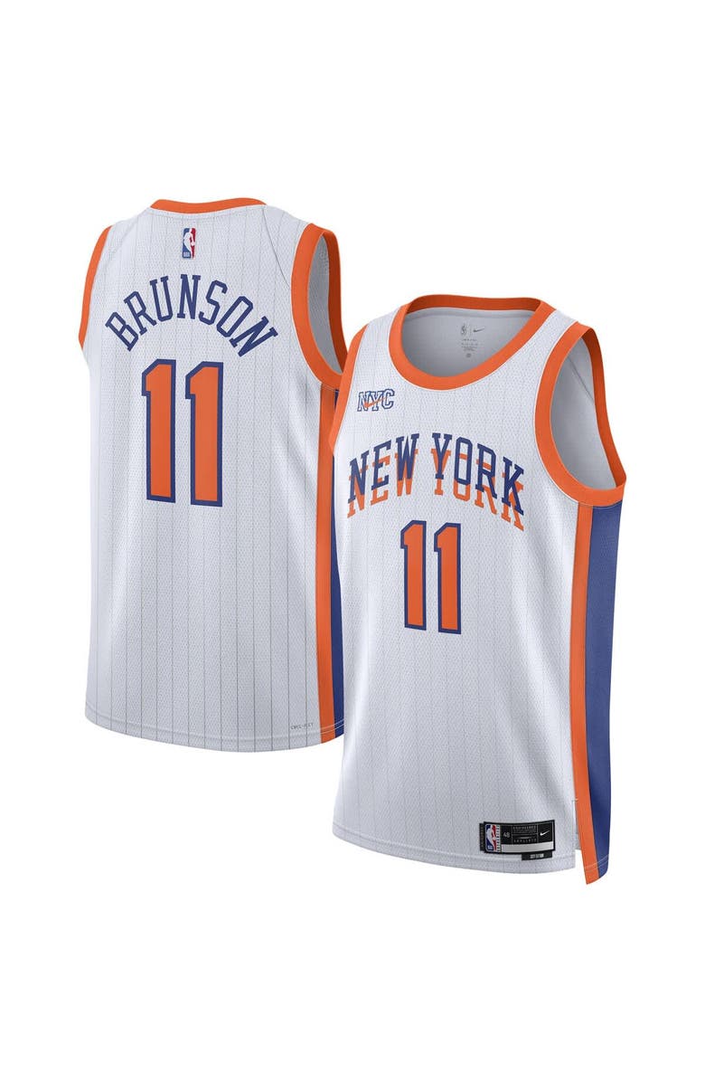 Nike Unisex Nike Jalen Brunson White New York Knicks 2024/25 Swingman Player Jersey - City Edition, Main, color, 
