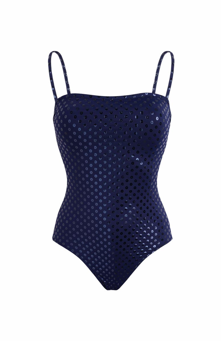 Vilebrequin Women's Sparkling Bustier One-Piece Relief Swimsuit, Alternate, color, Bleu Marine