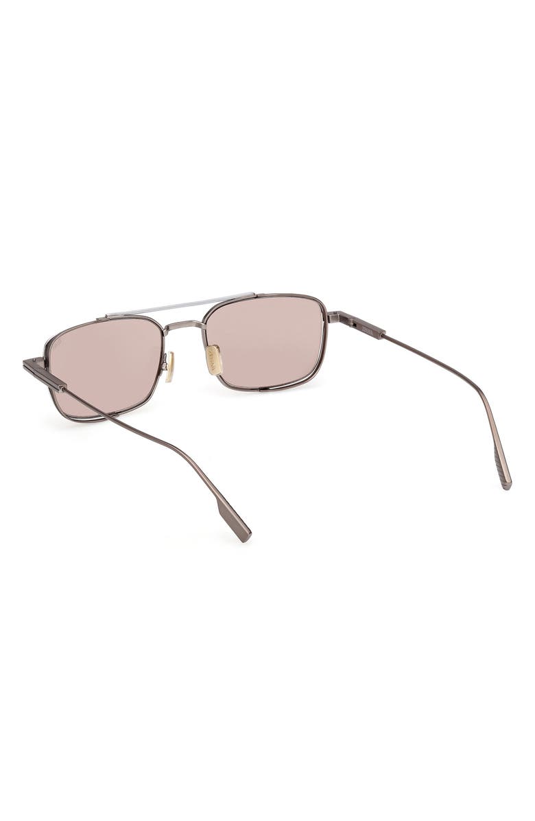 ZEGNA 54mm Rectangular Sunglasses, Alternate, color, Aniline / Palladium / Brown