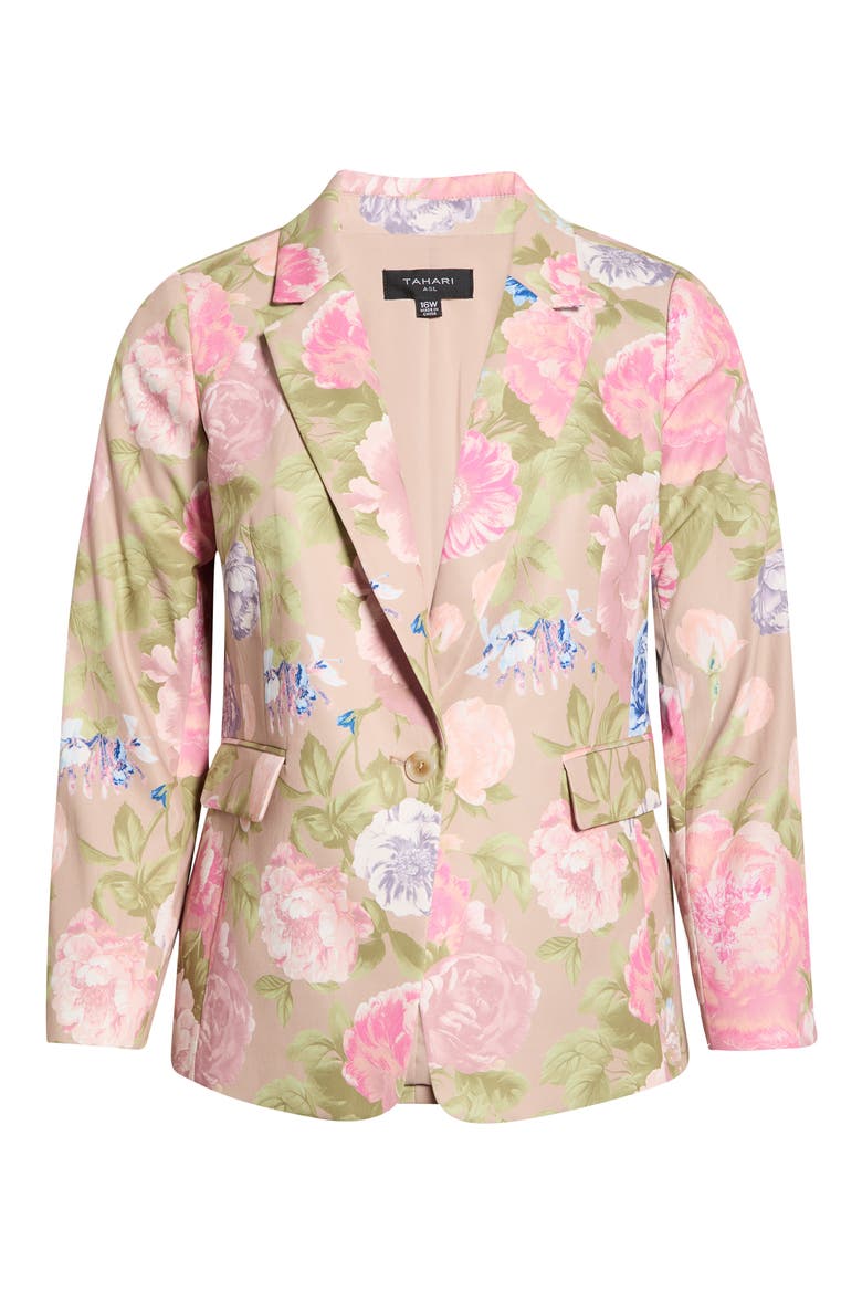 Print Sateen Blazer, Alternate, color, TAUPE MULTI