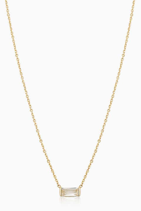 14K Gold Fresco Baguette Pendant Necklace