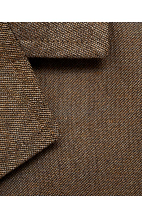 Mango Linen Blend Crop Jacket In Brown