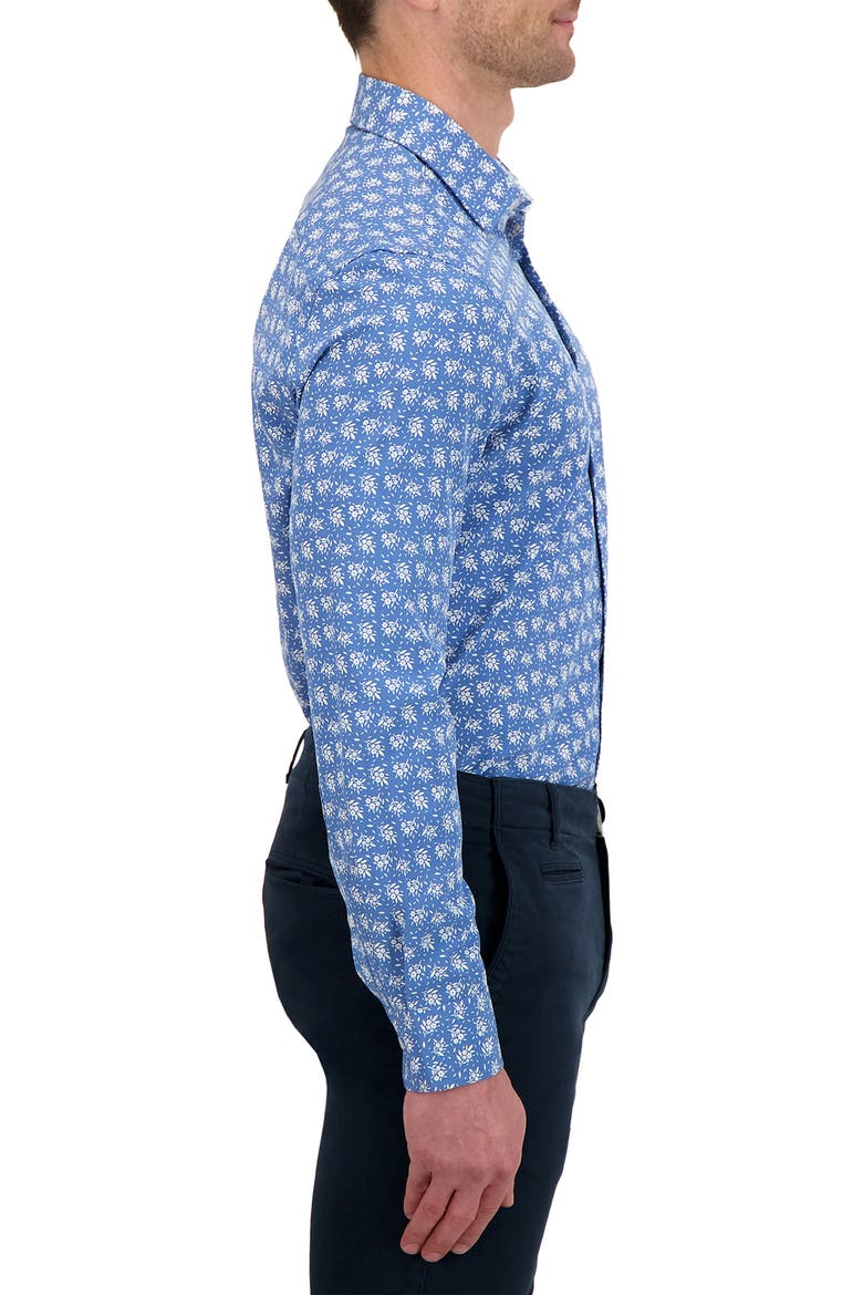 Slim Fit Floral Performance Dress Shirt, Alternate, color, 41 NAVY