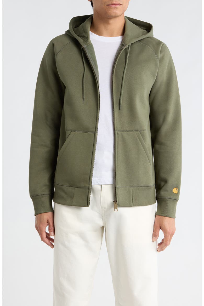 Chase Cotton Blend Zip-Up Hoodie, Main, color, LEAF / GOLD