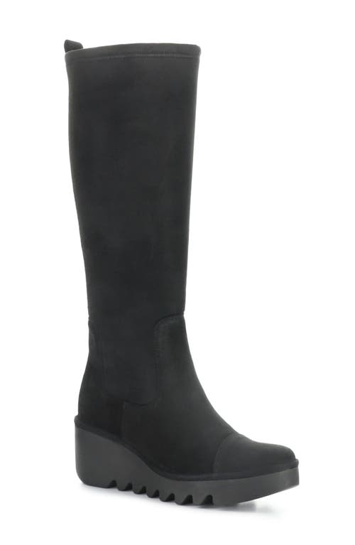Fly London Budi Knee High Wedge Boot In Black