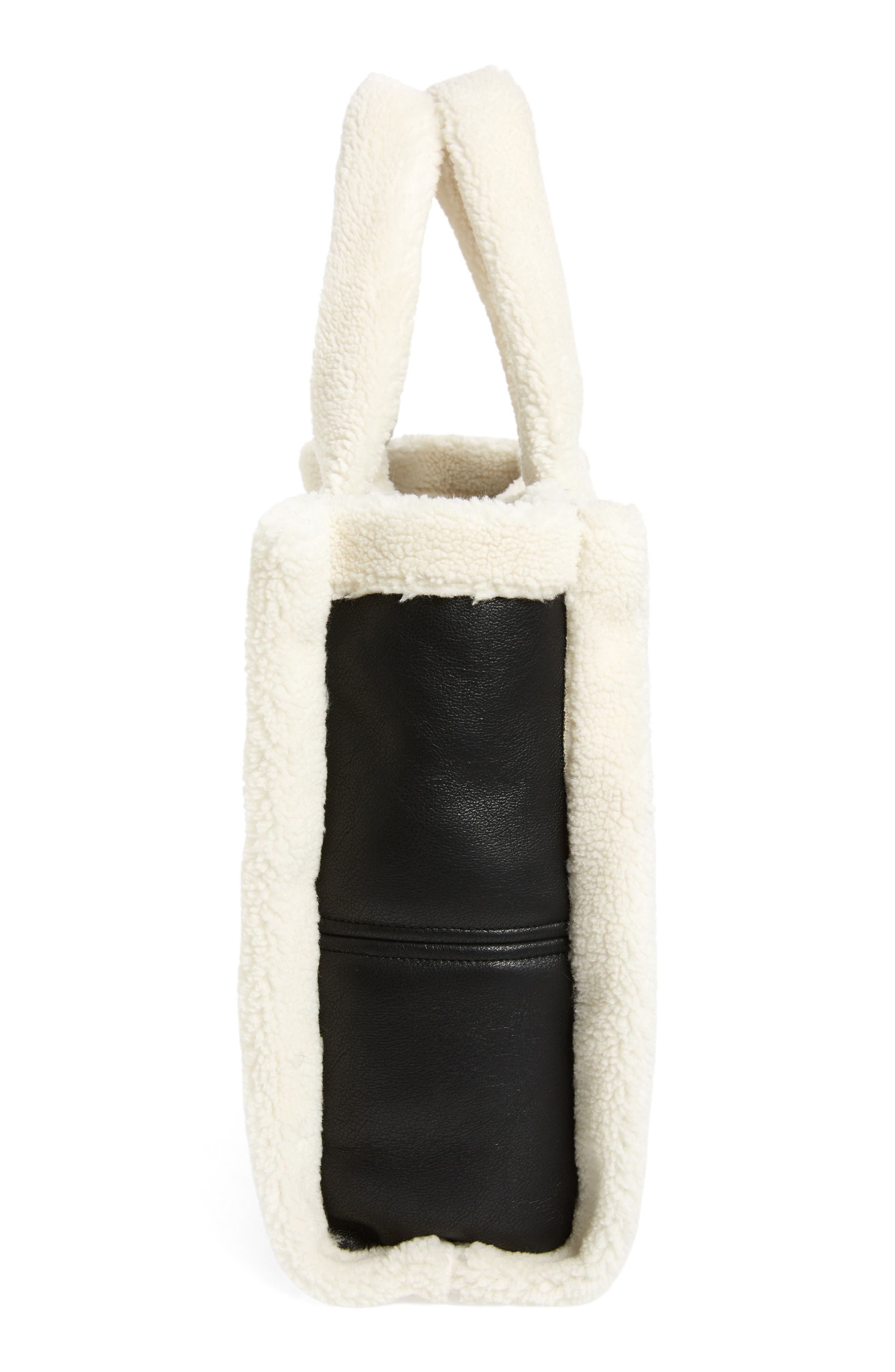 Stand Studio Medium Lolita Faux Shearling & Faux Leather Tote, Alternate, color, 