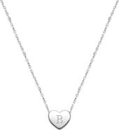 Tiny Blessings Sterling Silver Mini Sliding Heart & Engraved Initial 12-14" Necklace