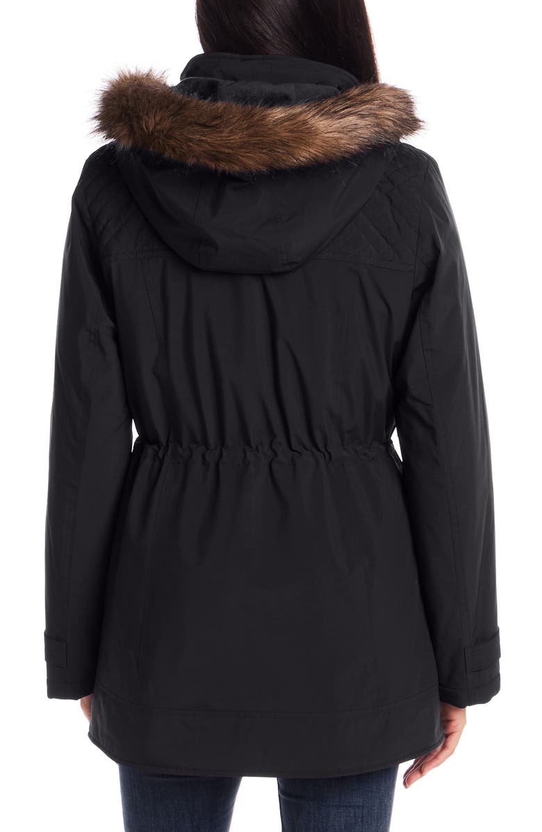 Gallery Faux Fur Trim Hooded Anorak, Alternate, color, Black