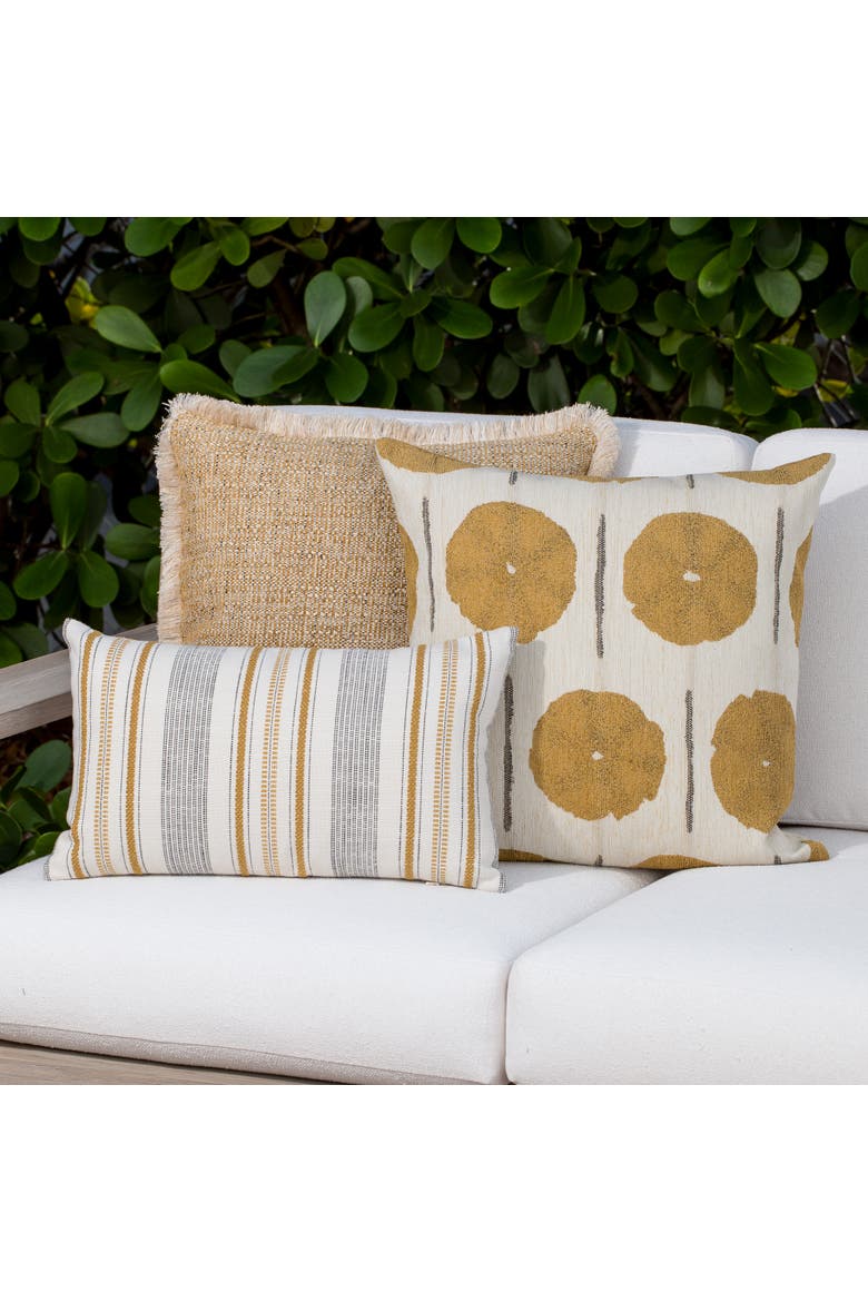 Golden Hour Textured Fringed Indoor & Outdoor Woven Accent Pillow, Alternate, color, Fringed