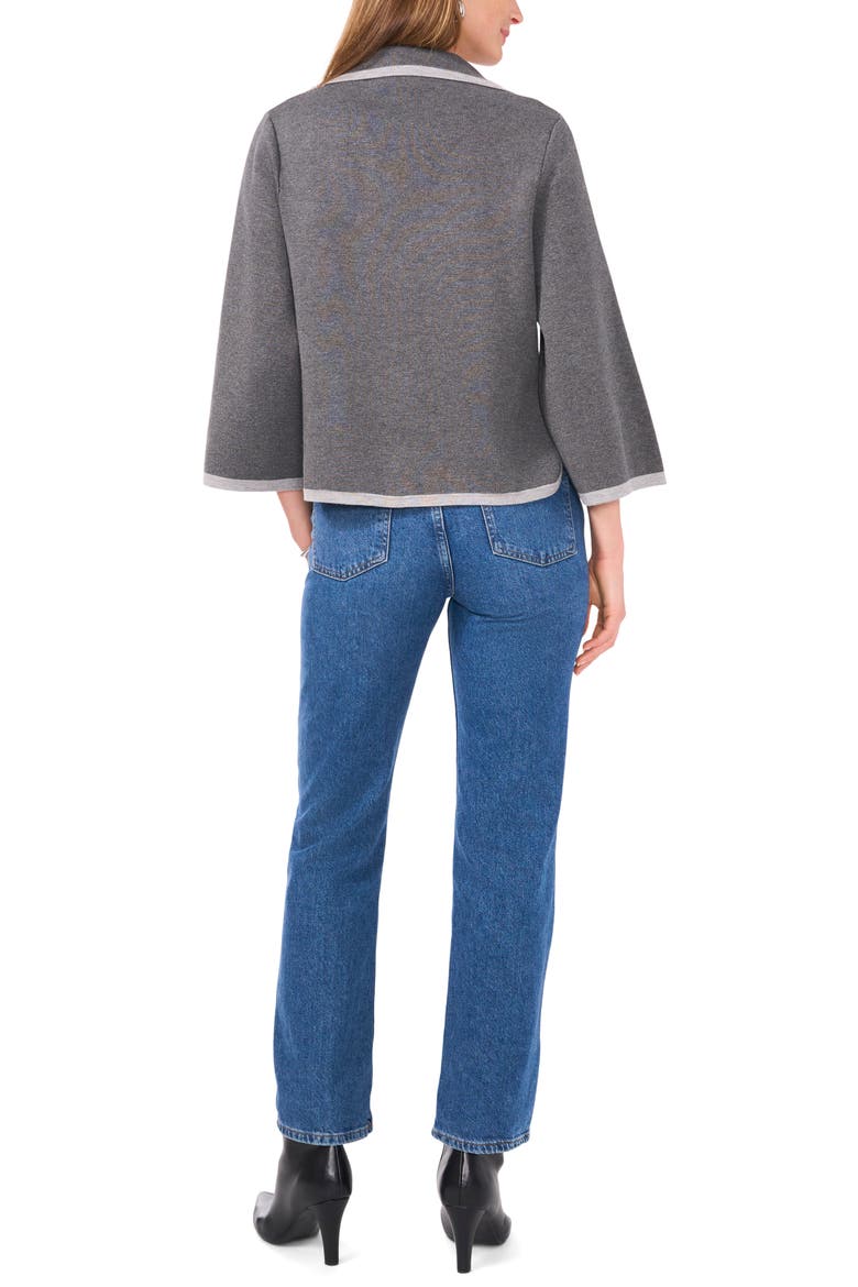Contrast Trim Sweater Jacket, Alternate, color, MEDIUM HEATHER GREY